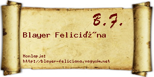 Blayer Feliciána névjegykártya